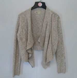 Hollister Gray Cropped Zipper Cardigan Sweater